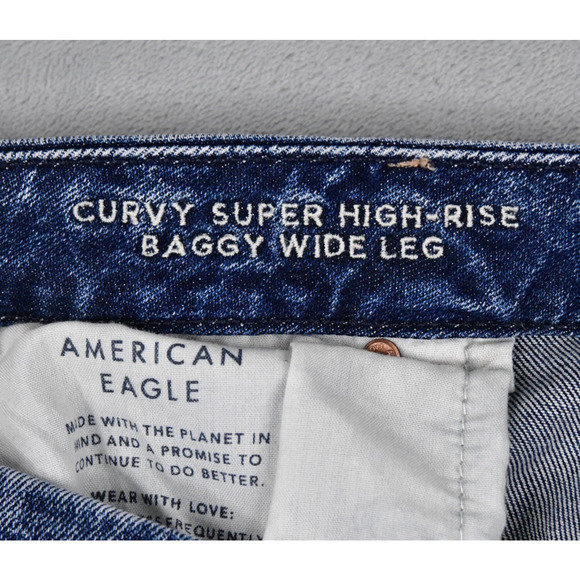 American Eagle Jeans Womens 20 Long (37x33) Curvy Super Hi-Rise Baggy Wide Leg - Picture 3 of 12
